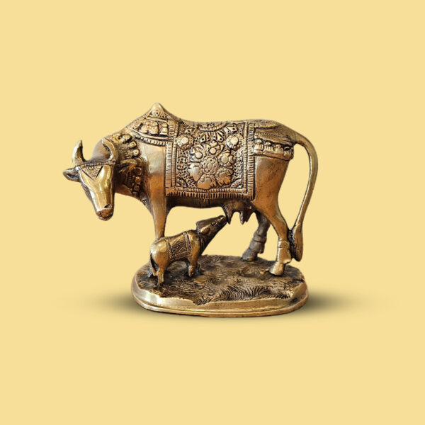 Brass Cow and calf Idol